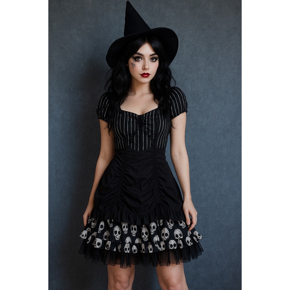 Nightmare‎ Before Christmas Dress Women S Tim Burton Striped Skull Whimsigothh